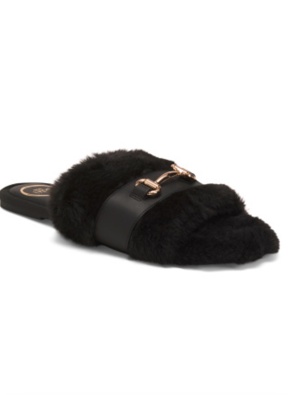 Solei Sea Black Hanni Slide Slippers with Gold Horsebit NWT 7/8/9/10